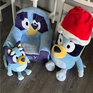 Bluey Plush Toy Set with Santa Hat